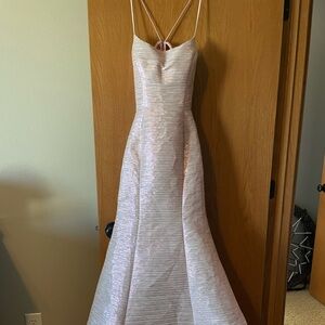 Metallic Pink and White Morrell Maxie Prom Dress Size 8